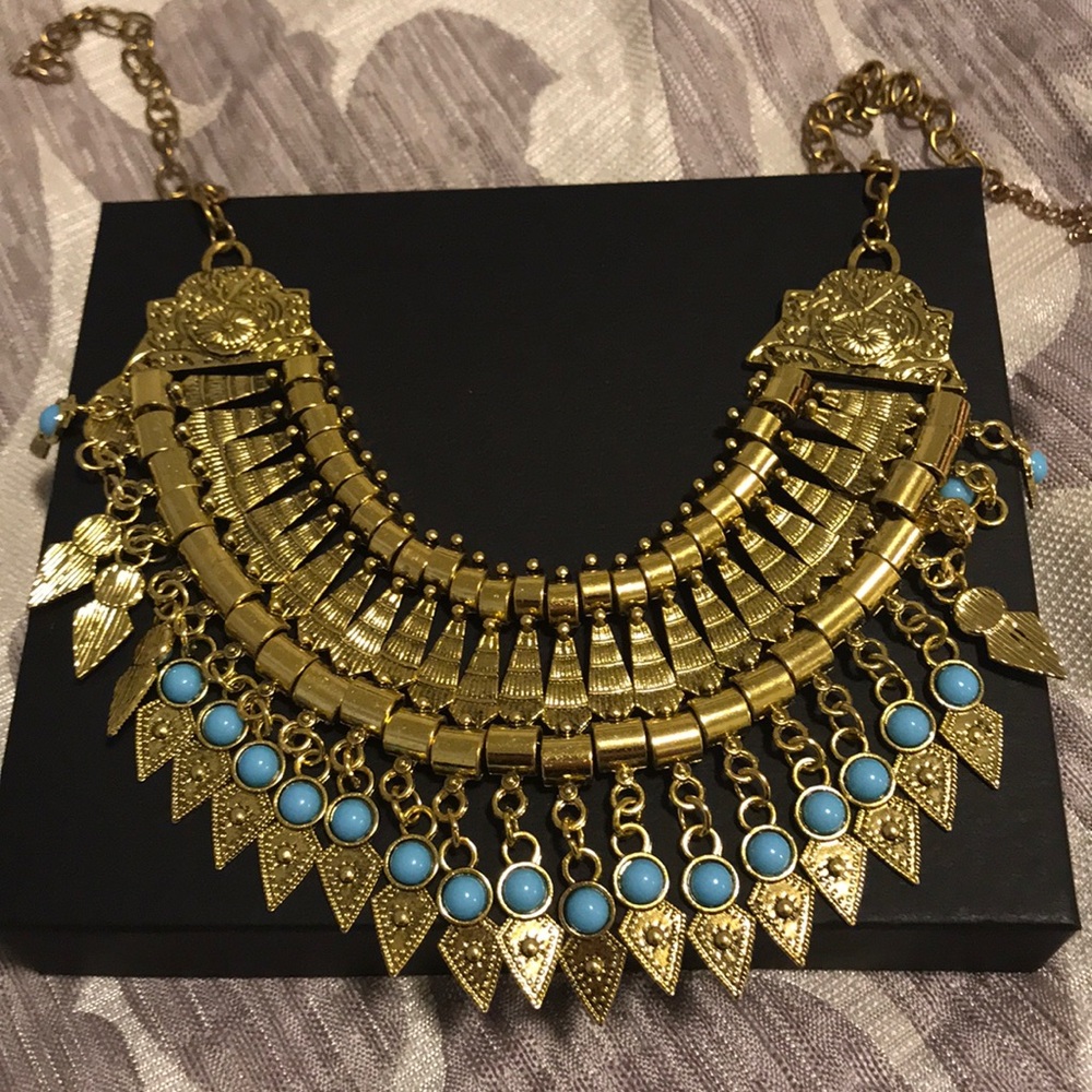 Beautiful gold and blue necklace